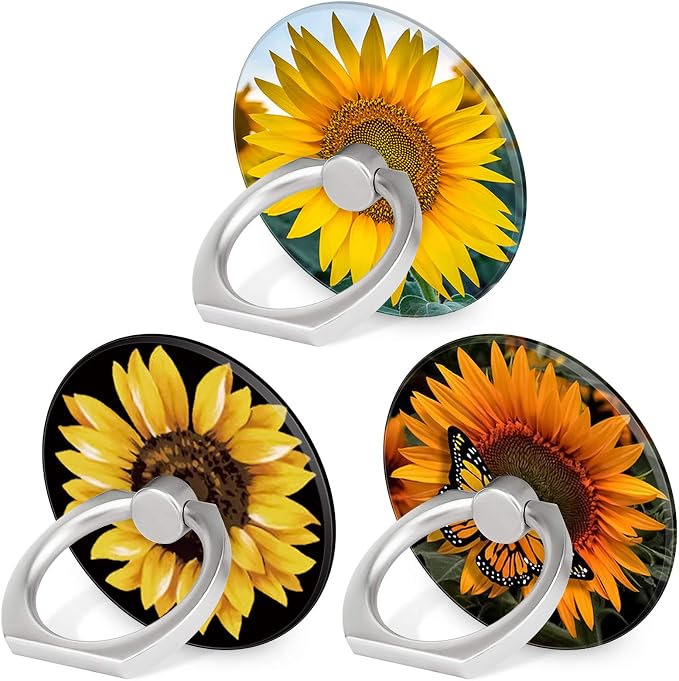 Bonoma Cell Phone Ring Holder Stand, 3 Pack Sunflowers 360 Rotation Universal by Bonoma