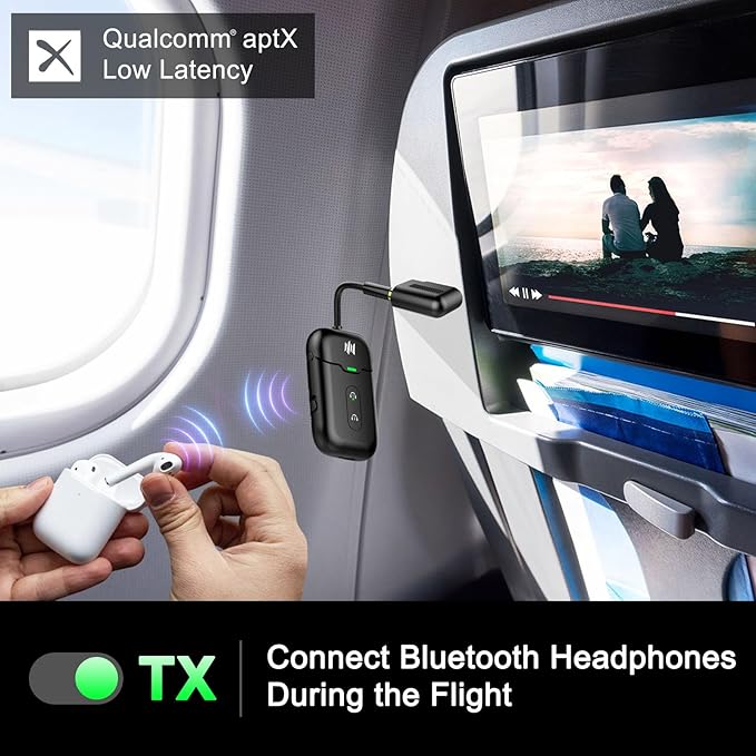 Airplane Bluetooth 5.4 Transmitter Adapter, Supports 2 AirPods/Headphones - Image 3