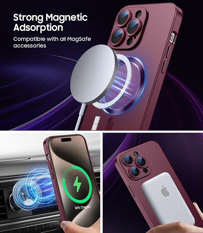 Magnetic for iPhone 15 Pro Max Case Slim Soft Silicone Bumper Shockproof - Image 2