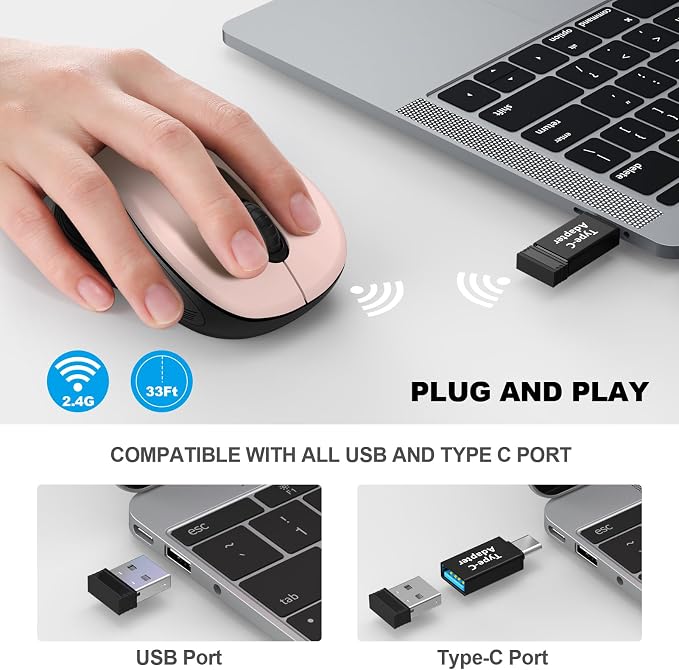 WisFox 2.4G Wireless Mouse for Laptop, Ergonomic Computer Mouse - Image 2