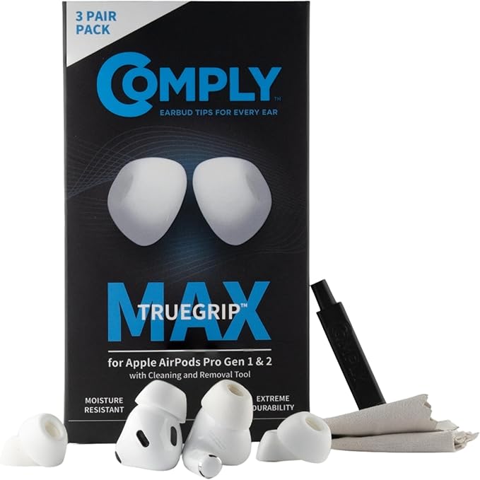 Comply TrueGrip MAX | Premium Memory Foam Replacement Earbud Tips by ComplyFoam