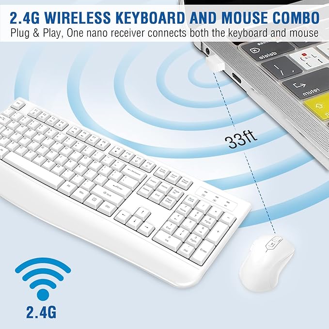 Wireless Keyboard and Mouse Combo, EDJO Full-Sized Ergonomic Computer Keyboard - Image 5