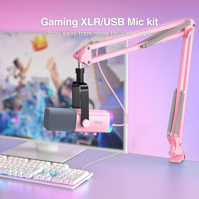 FIFINE XLR Gaming Microphone USB, PC Dynamic Microphone Kit - Image 2