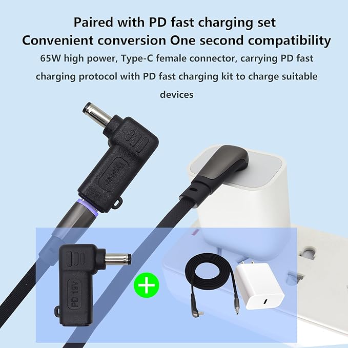 90W PD Type C to DC5521 Power Converter USB C to DC 5521 Laptop Charging - Image 5