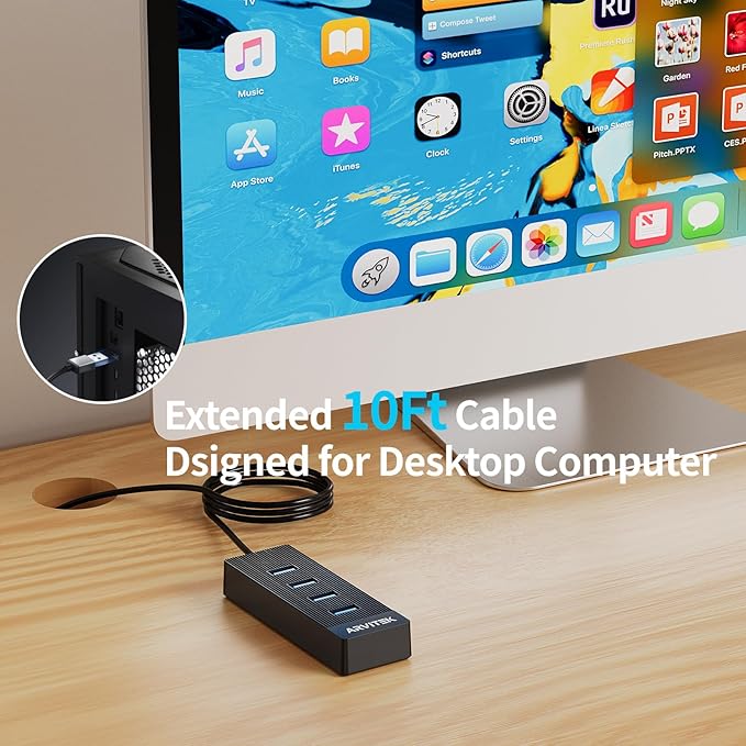 10Ft 4-Port USB 3.0 Hub Long Cable - Image 4