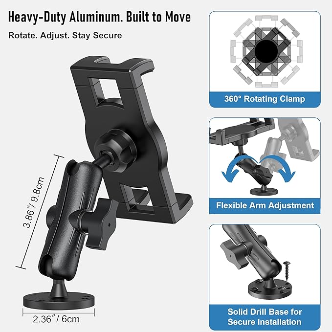 Industrial Tablet Mount for Truck&Vehicle, Heavy Duty Drill Base iPad Mount - Image 3