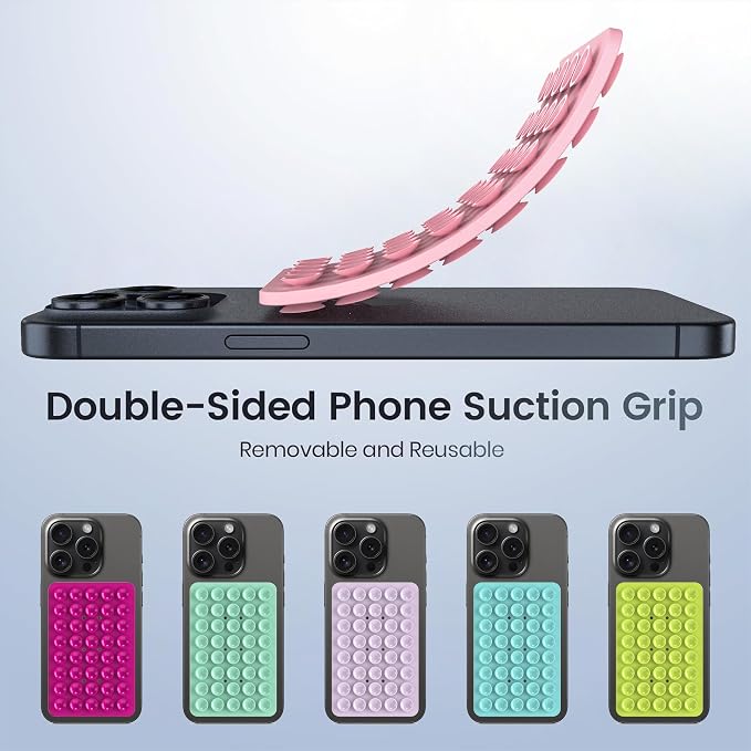 2PACK Silicone Double Sided Suction Phone Case Mount, Detachable Hands Free & - Image 6