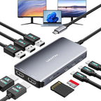 UANTIN USB C Docking Station Dual Monitor, 10-in-1 USB C to Dual HDMI Adapter by UANTIN