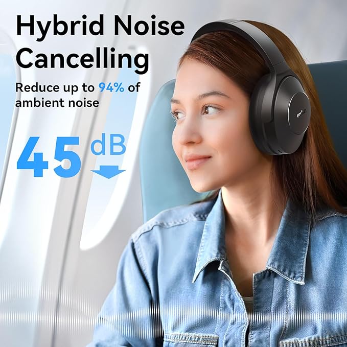 EarFun Wave Life Hybrid Active Noise Cancelling Headphones, Wireless Over Ear - Image 3