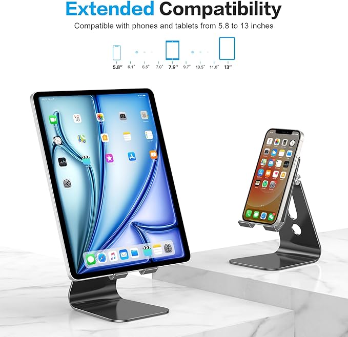 OMOTON Adjustable Tablet Stand for Desk, Upgraded Longer Arms for Greater - Image 2