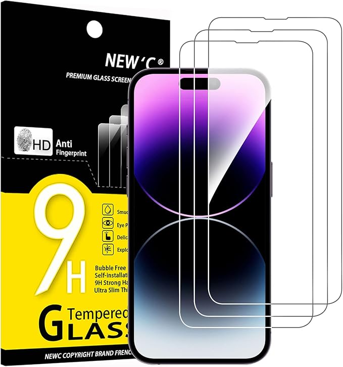 NEW'C 3 Pack Designed for iPhone 14 Pro Max Screen Protector, Enhanced Tempered by NEWC