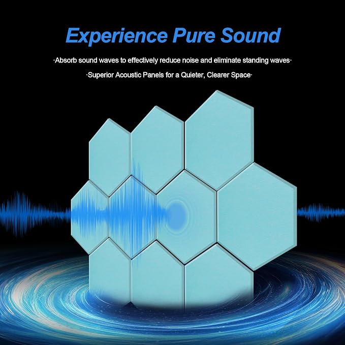 Mollywell Hexagon Acoustic Panels, High Density, Soundproofing, Decorative - Image 5