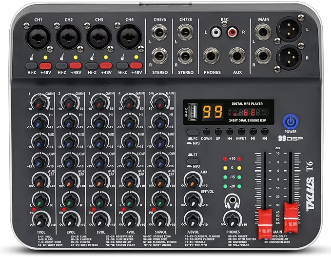 Audio Mixer, TKLBLS Studio Audio Sound Mixer Board, 6 Channel Unpowered by TKLBLS