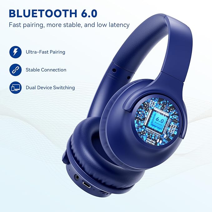 KVIDIO Bluetooth Headphones Over Ear, 65 Hours Playtime Wireless Headphones - Image 7