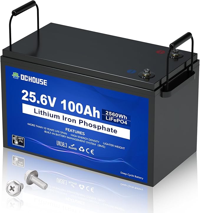 DC HOUSE 24V 100Ah LiFePO4 Lithium Battey, Low Temp Cut-Off BMS, Home Energy by DCHOUSE