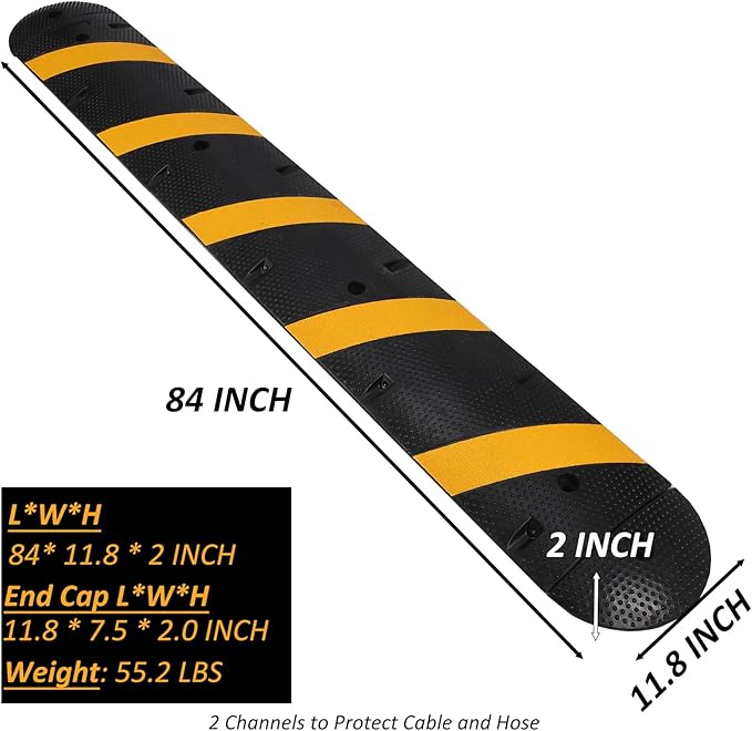 Heavy Duty Speed Bumps for Driveway, 1 Pack 2 Channel Modular Traffic Speed - Image 9