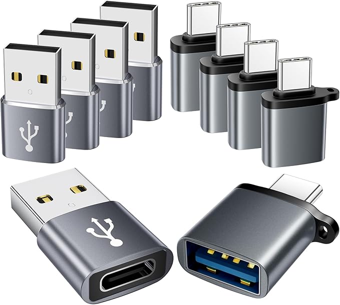 USB to USB C Adapter 10 Pack, USBC to USB Adapter, USBA to USBC Adapter by AiNEERich