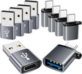 USB to USB C Adapter 10 Pack, USBC to USB Adapter, USBA to USBC Adapter by AiNEERich
