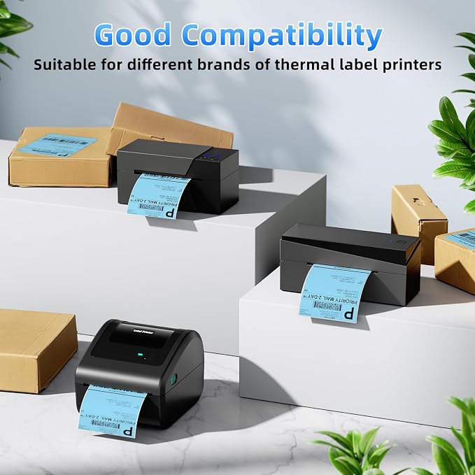 4x6 Thermal Labels, 1 Packs of 500 4x6 Fold Labels Blue - Image 3