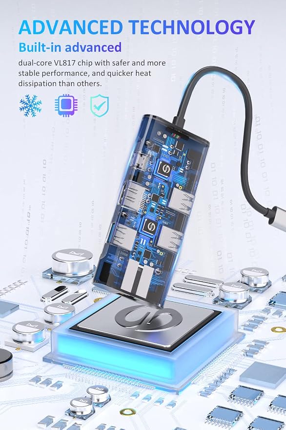 UtechSmart USB C Hub, USB C Ethernet Multiport Adapter, 6 In 1 USB C to HDMI - Image 7