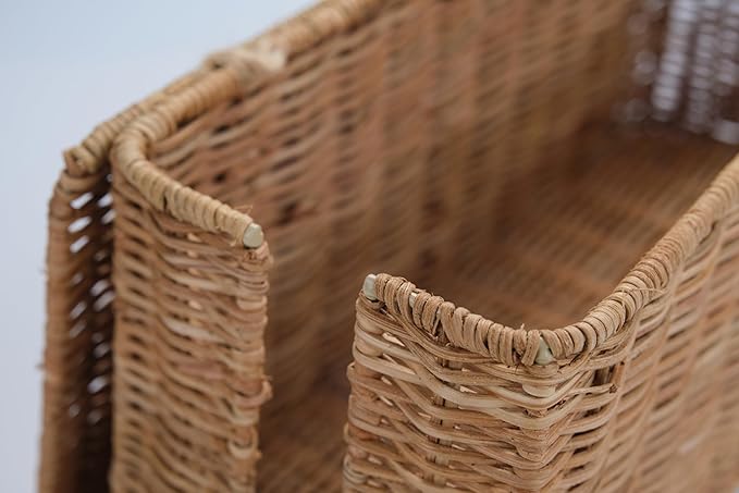 PEMAR Natural Rattan Wicker Cable Management Box, Cable Organizer, 2 Open Slots - Image 4