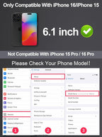 Compatible for iPhone 16/iPhone 15 Privacy Screen Protector 6.1 Inch - Image 2