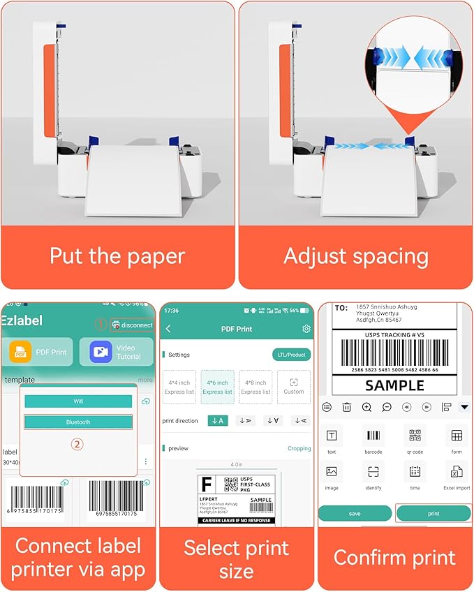 Bluetooth Thermal Label Printer, Wireless 4x6 Shipping Label Printer - Image 8