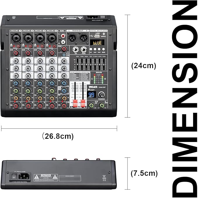 Audio Mixer, 6-Channel Professional DJ Mixer - Image 7