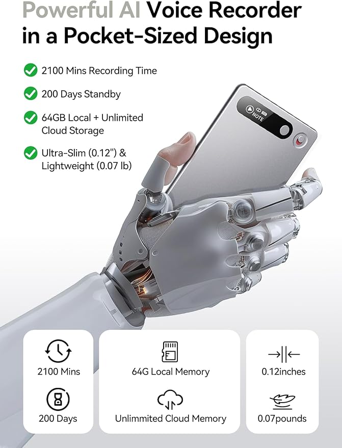 AI Voice Recorder with App Control, Advanced AI Technology - Image 6