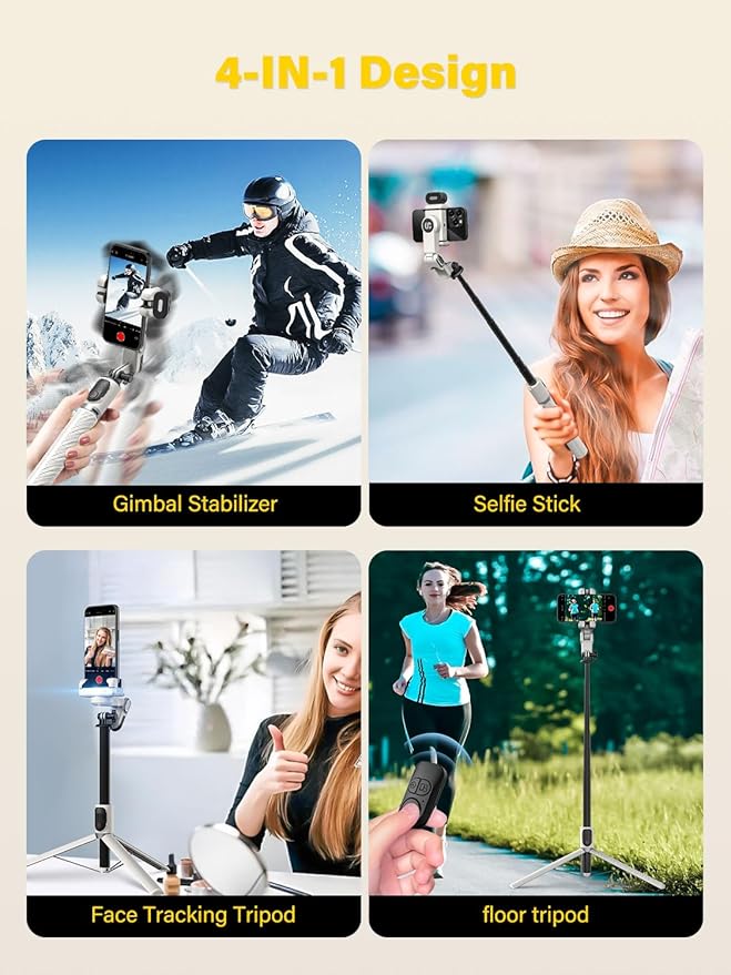Smartphone Gimbal Stabilizer, Smart Face Tracking Tripod Without APP - 4 in 1 - Image 3