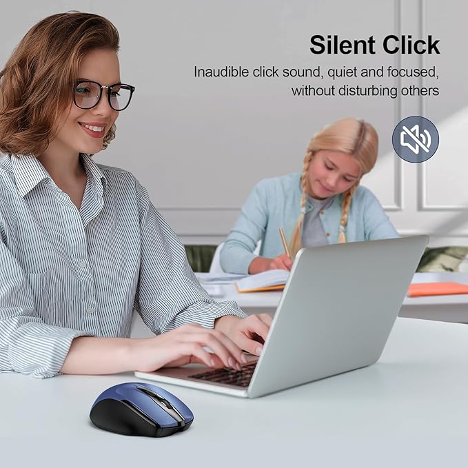 TECKNET Rechargeable Wireless Mouse, 2.4G Silent Mouse, Quiet Click, 6 - Image 3