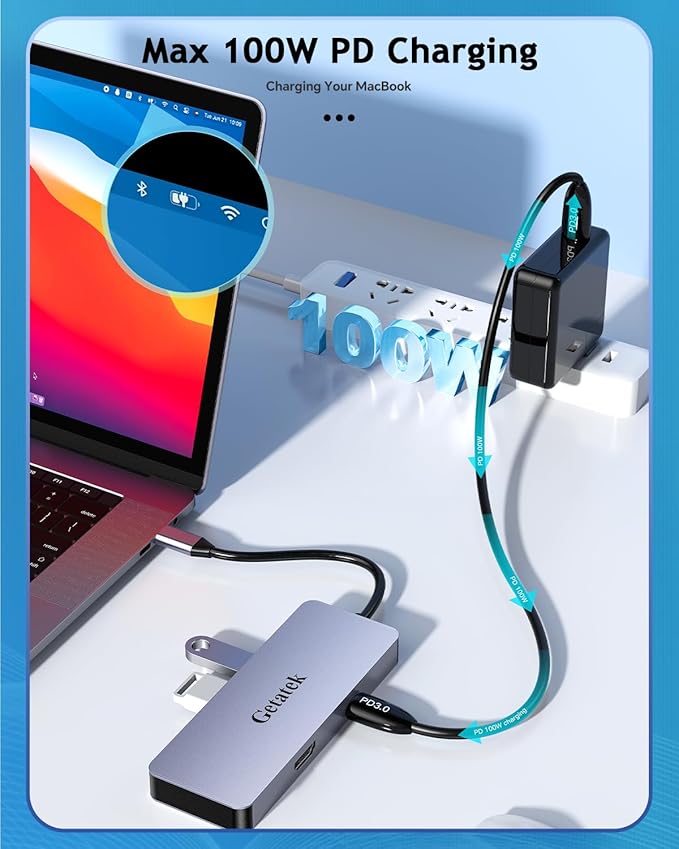 USB C Hub, 7 Ports USB C Multiport Adapter - Image 4