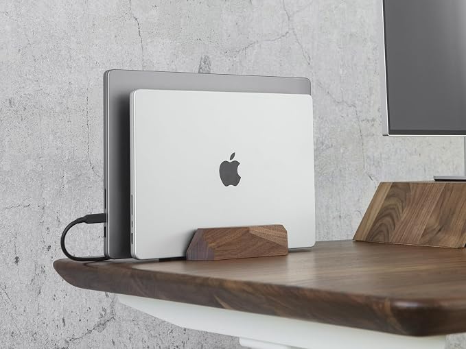 Oakywood Dual Laptop Dock, Vertical Laptop Stand Wood, Laptop Stand - Image 7