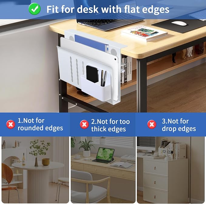 LUKETURE Laptop Holder, Steel Desk Side Storage, No Drill Standing Desk - Image 4