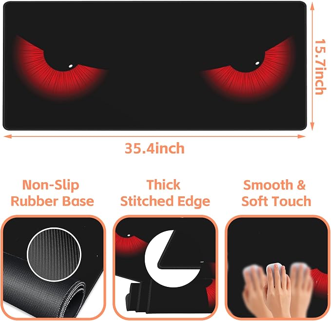 Mouse Pad Large Evil Eyes Non-Slip Game Desk Mat - Image 3
