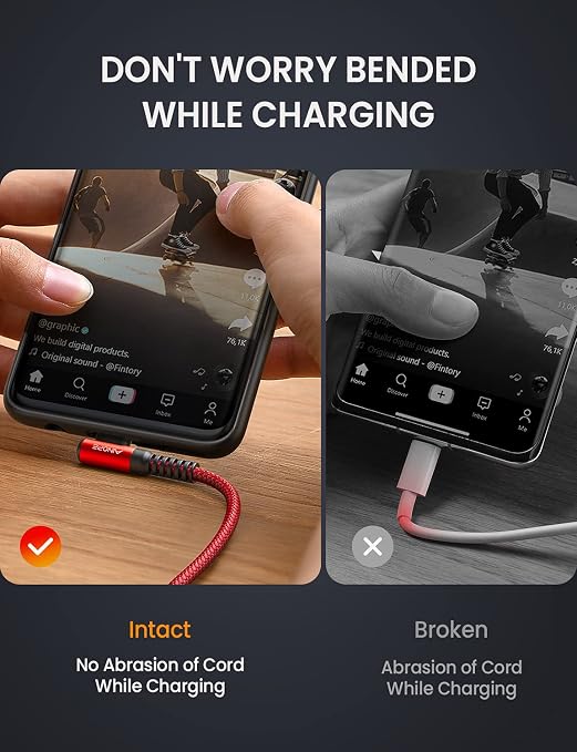 AINOPE USB C Fast Charging Cable 3.1A Right Angle 10ft/3m USB to USB C Cable - Image 3