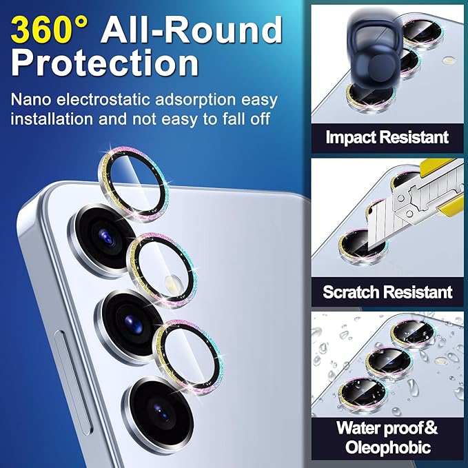 for Samsung Galaxy S25 Camera Lens Protector, Individual Metal Ring Tempered - Image 3