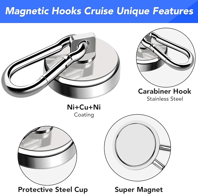LOVIMAG Strong Magnetic Hooks, 70LBS Heavy Duty Magnet Hooks Strong Neodymium - Image 4