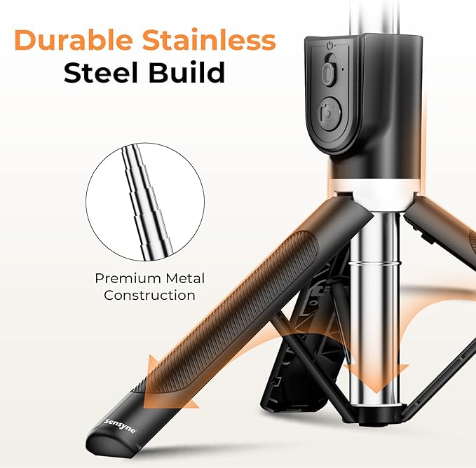 Sensyne Selfie Stick for Phone, Extendable Travel Tripod - Image 4