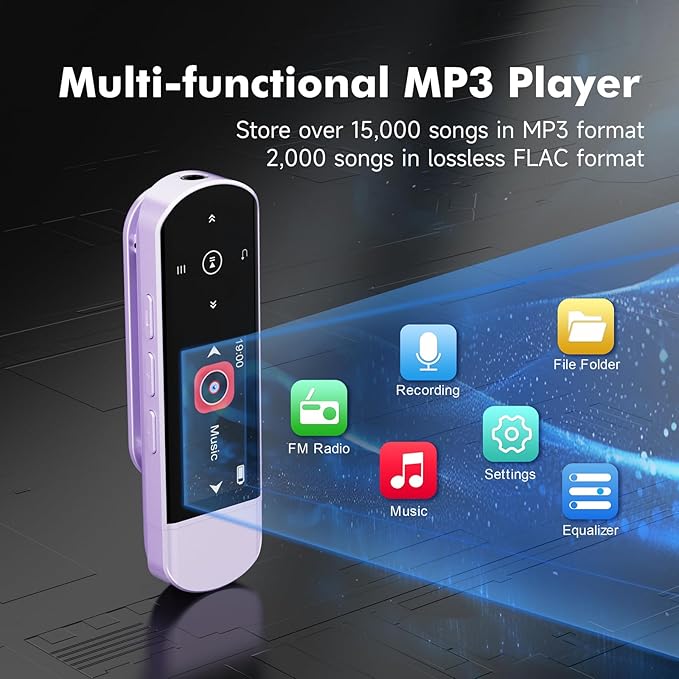 RUIZU 64GB USB MP3 Player with Bluetooth 5.3, Clip Jam Portable Music Player - Image 8