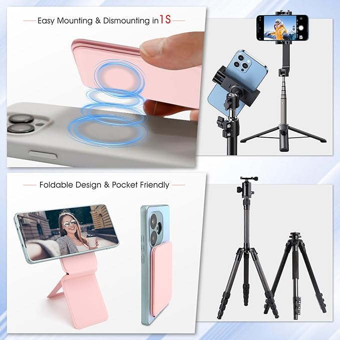 Phone Stand, Foldable Magnetic Phone Tripod, Angle Adjustment & Strong Magnets - Image 4