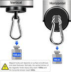 LOVIMAG Magnetic Hooks, 150LBS Strong Magnet Hooks Black Swivel Magnetic Hook - Image 3