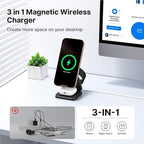 3 in 1 Charging Station for Apple Multiple Devices, Zinc Alloy Foldable Travel - Image 2