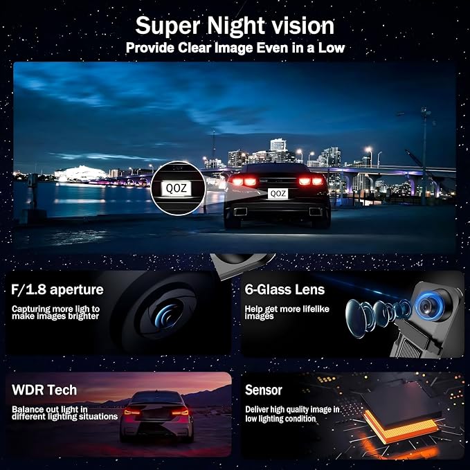 Mirror Dual Dash Camera with Voice Control, 4K+2.5K 10" Rear View Mirror Camera - Image 5