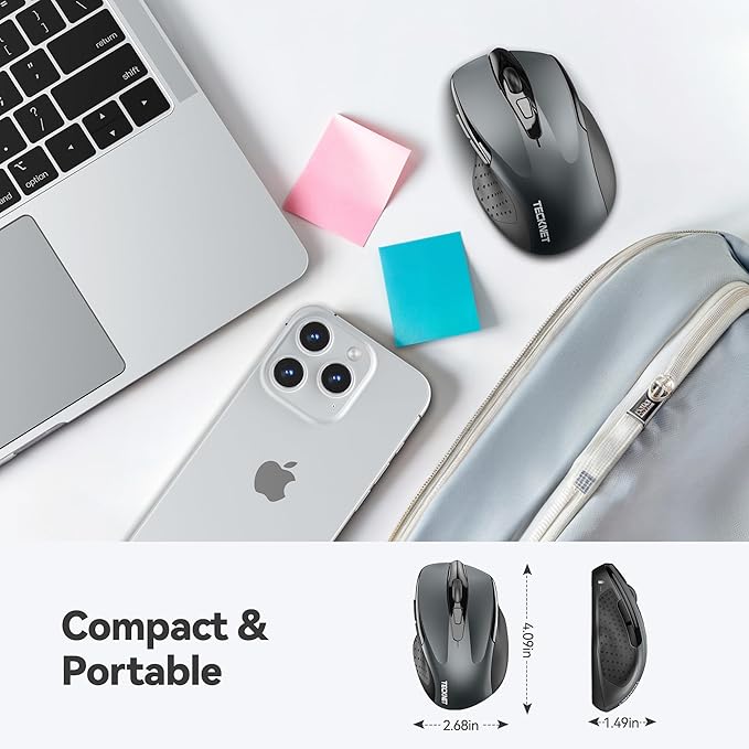 TECKNET Wireless Mouse, 2.4G Ergonomic Optical Mouse, Computer Mouse - Image 2