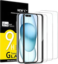 NEW'C 3 Pack Designed for iPhone 16, iPhone 15 Screen Protector, Enhanced by NEWC