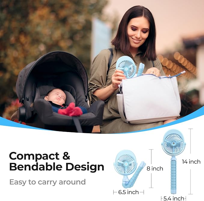 Misting Baby Stroller Fan, 4000mAh Rechargeable Battery Operated, 270°Pivoting - Image 6