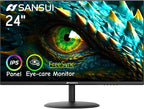 SANSUI Computer Monitor 24 inch IPS Eye Care 1080P Display HDMI, VGA Ports by SANSUI