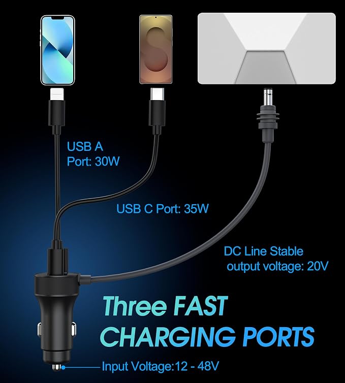 3 in 1 Starlink Mini Cable, 12V-48V Starlink Mini Car Charger DC Power Cable+ - Image 6