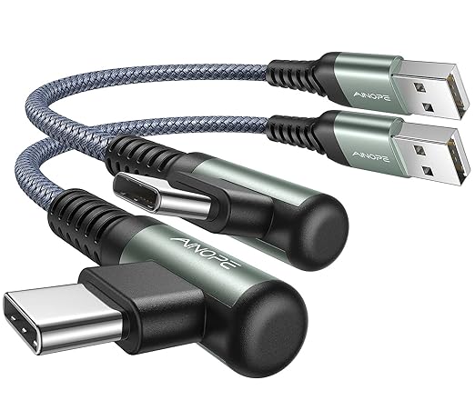 AINOPE 2-Pack 0.5ft USB C Cable, 3.1A Fast Charging, Right Angle, Durable Nylon by AINOPE10yearsforphoneaccessories
